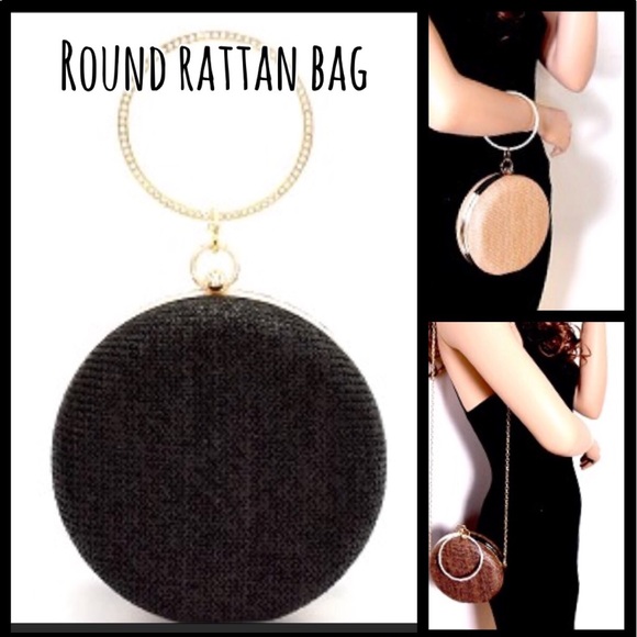 handbag republic Handbags - Rhinestone Ring Handle Straw Bag